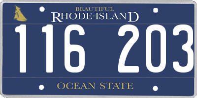 RI license plate 116203