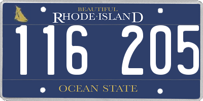 RI license plate 116205