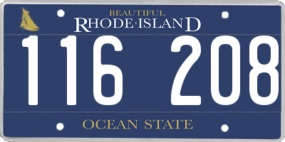 RI license plate 116208