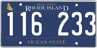 RI license plate 116233