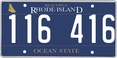 RI license plate 116416