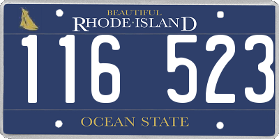 RI license plate 116523