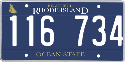 RI license plate 116734