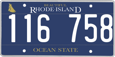 RI license plate 116758