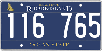 RI license plate 116765