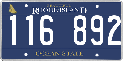 RI license plate 116892