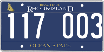 RI license plate 117003