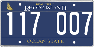 RI license plate 117007