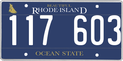 RI license plate 117603