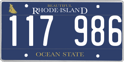 RI license plate 117986