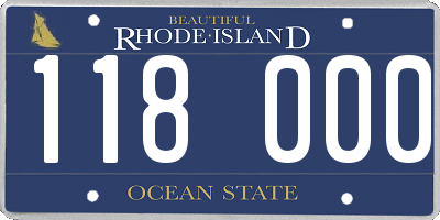 RI license plate 118000