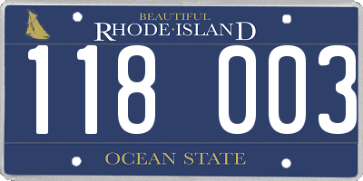 RI license plate 118003