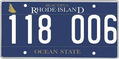 RI license plate 118006