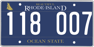 RI license plate 118007