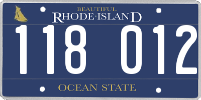 RI license plate 118012