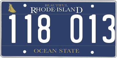 RI license plate 118013