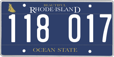 RI license plate 118017
