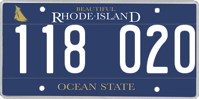 RI license plate 118020