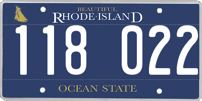 RI license plate 118022