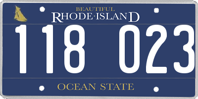 RI license plate 118023