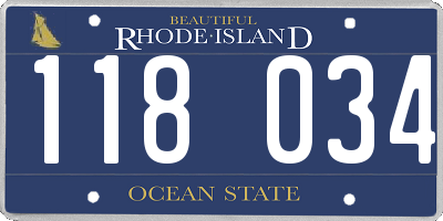 RI license plate 118034