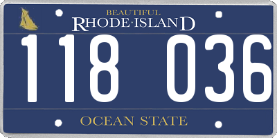 RI license plate 118036