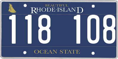 RI license plate 118108
