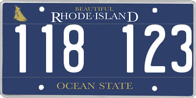 RI license plate 118123