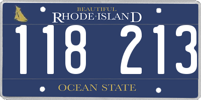 RI license plate 118213