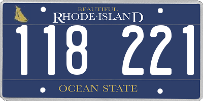 RI license plate 118221