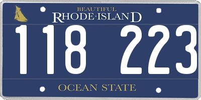 RI license plate 118223