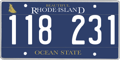RI license plate 118231