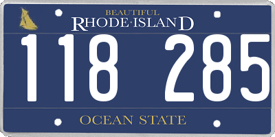 RI license plate 118285