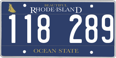 RI license plate 118289