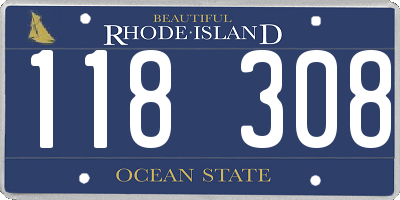 RI license plate 118308