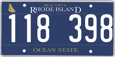 RI license plate 118398