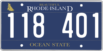 RI license plate 118401