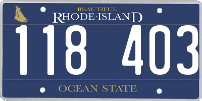 RI license plate 118403