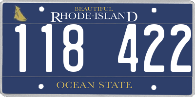 RI license plate 118422
