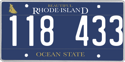 RI license plate 118433