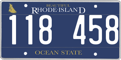 RI license plate 118458