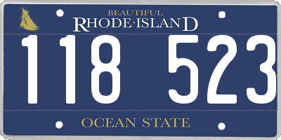 RI license plate 118523