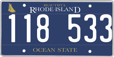 RI license plate 118533
