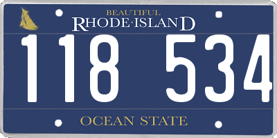 RI license plate 118534
