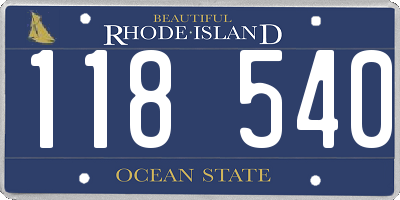 RI license plate 118540