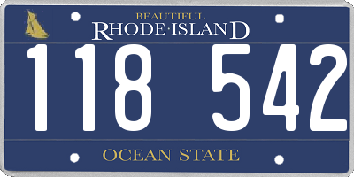 RI license plate 118542