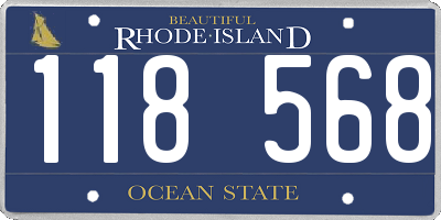 RI license plate 118568