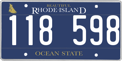 RI license plate 118598