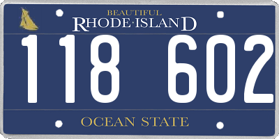 RI license plate 118602