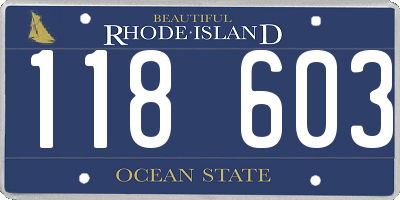 RI license plate 118603